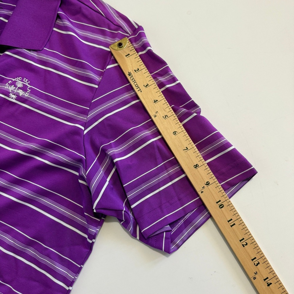 Adidas Golf Puremotion Purple Striped Polo Shirt Men's Sz L Spring Island Golf - Picture 7 of 11